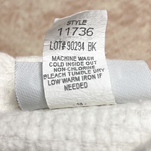 Graff Vintage Hand Painted Beach Button Up Shirt White Textured 3/4 Sleeve Boho - Picture 9 of 10